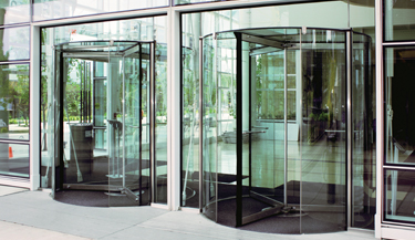 Clear safety film used subtly to protect first floor of office building 