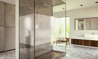 Matte frost film used to obscure shower glass 