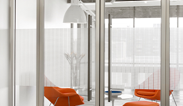 Patterned film adds depth to interior office windows 