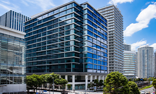 Reflective window film on downtown office building 