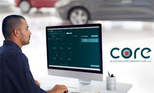 Core cutting software in use by a film installer 